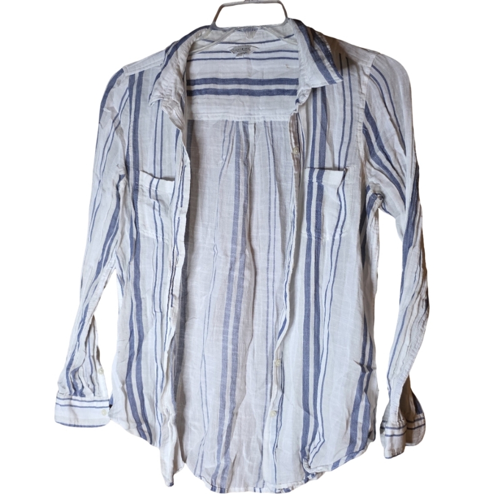 Lucky Brand Blue & White Striped Button-Down Shirt Size M